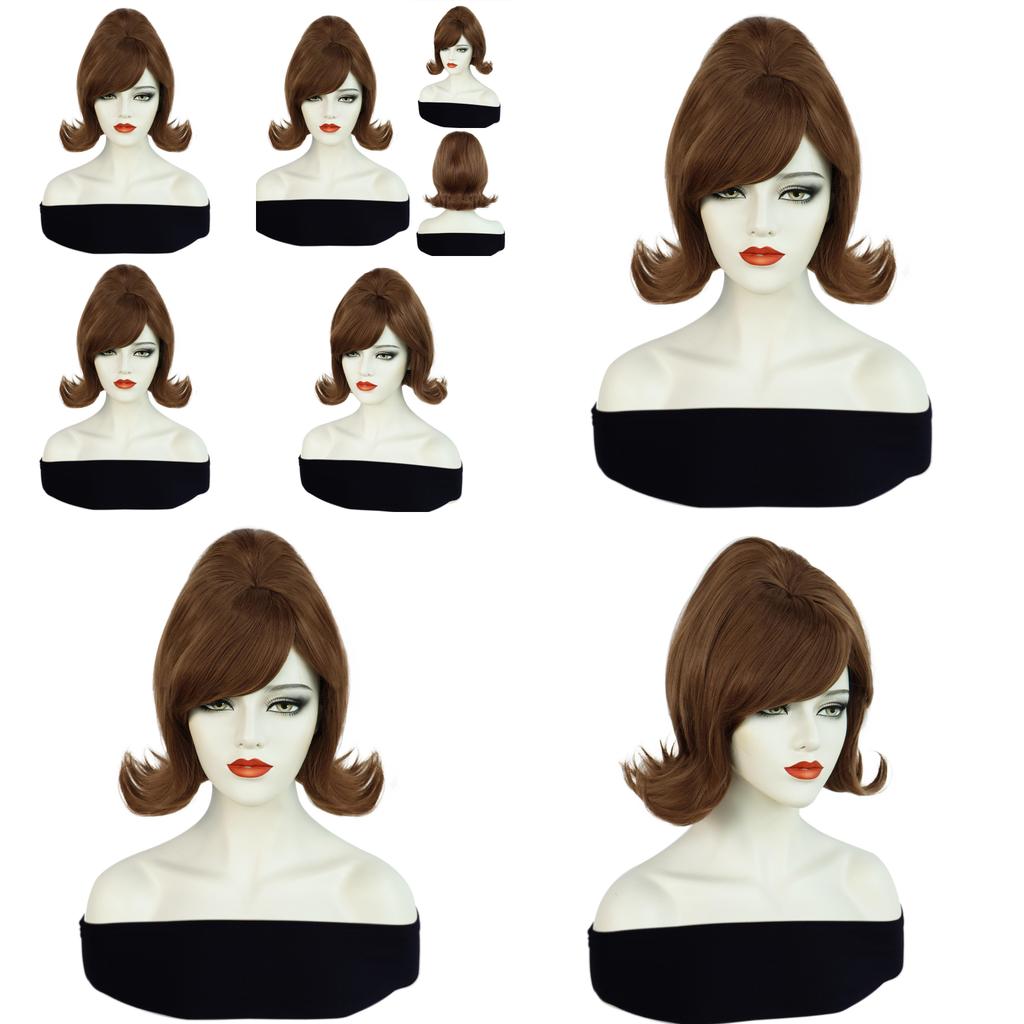 Cos Female Costume Wig With Slanted Bangs And Vintage Flipped Ends Made Of Hightemp Silk For Cosplay