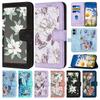 Кожаный кошелек-книжка для iPhone 16E 16 15 14 Plus 13 12 11 Pro Max XR X 10 XS 8 7 6 6S SE3 SE Цветочный ремешок Слот для карт Чехол