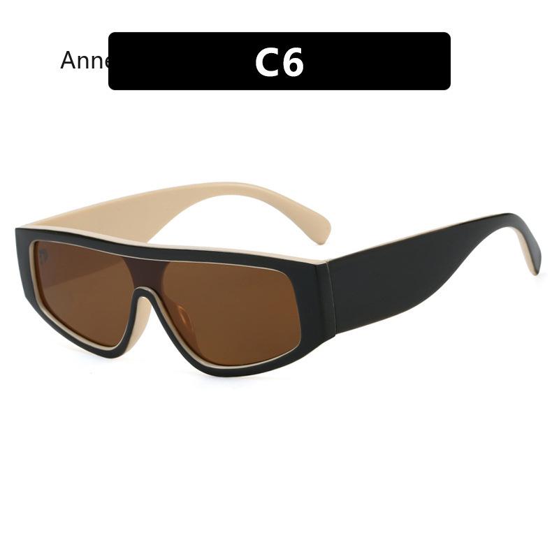 Vintage One Piece Black White Patchwork Sunglasses Women New Fashion Gradient Rectangle Sun Glasses Ladies Driving Shades