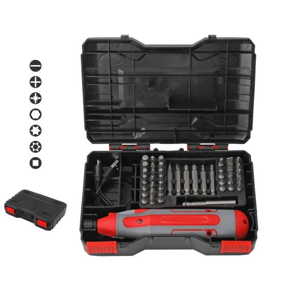 1 комплект, электрическая отвертка 4 В, 43 бита, встроенный аккумулятор емкостью 1300 мАч, электрическая отвертка с обратной зарядкой через USB, инструмент для разборки, бытовая техника