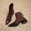 Сапоги женские 2025 весна и осень новые интернет-знаменитость взрыв тонкие сапоги французский темперамент маленькие ботильоны с острым носком короткие сапоги женские