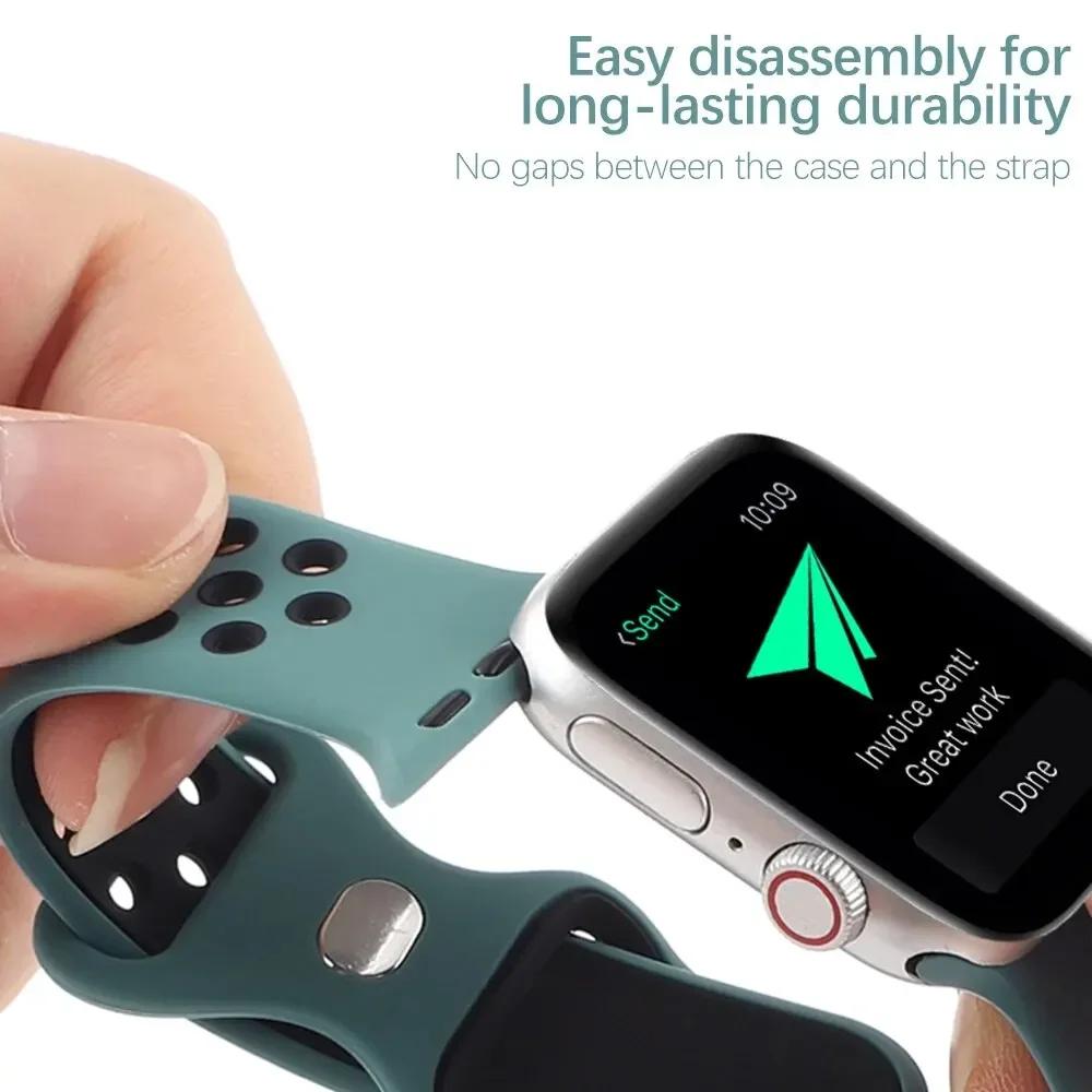 Силиконовый ремешок для Apple Watch Band Ultra2 49 мм Серии 9 8 7 41 мм 45 мм 38 мм 42 мм Спортивный браслет iWatch 7 6 SE 5 4 3 44 мм 40 мм