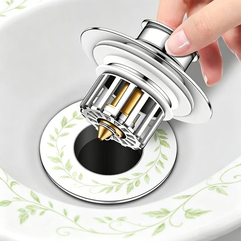 Hot Sale Large Brass Kitchen Sink Drainer with Anti-Odor Pop-Up Plug Strainer and Filter Basket