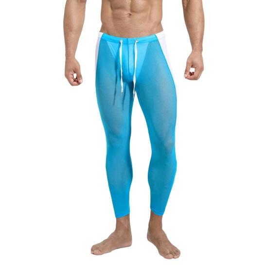 Sport Mesh Pants Ultra-thin Soft Breathable Elastic See-through Drawstring Waist Solid Color Skinny Training Sports Cycling  Long Fitness Trousers