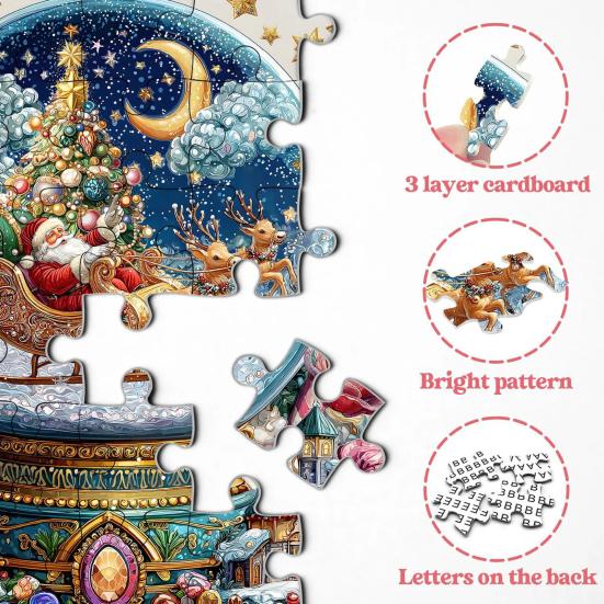 Christmas Crystal Ball Jigsaw Puzzle Santa Snow Village Scene 1000 Pieces Adults Cardboard Puzzle