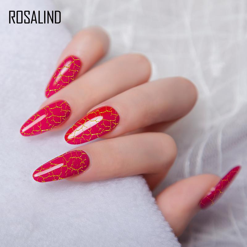 ROSALIND 12 Colors Cracked Nail Gel Varnish Hybrid Crackle Manicure Acrylic Art UV Gel Semi Permanent with Base Top Coat