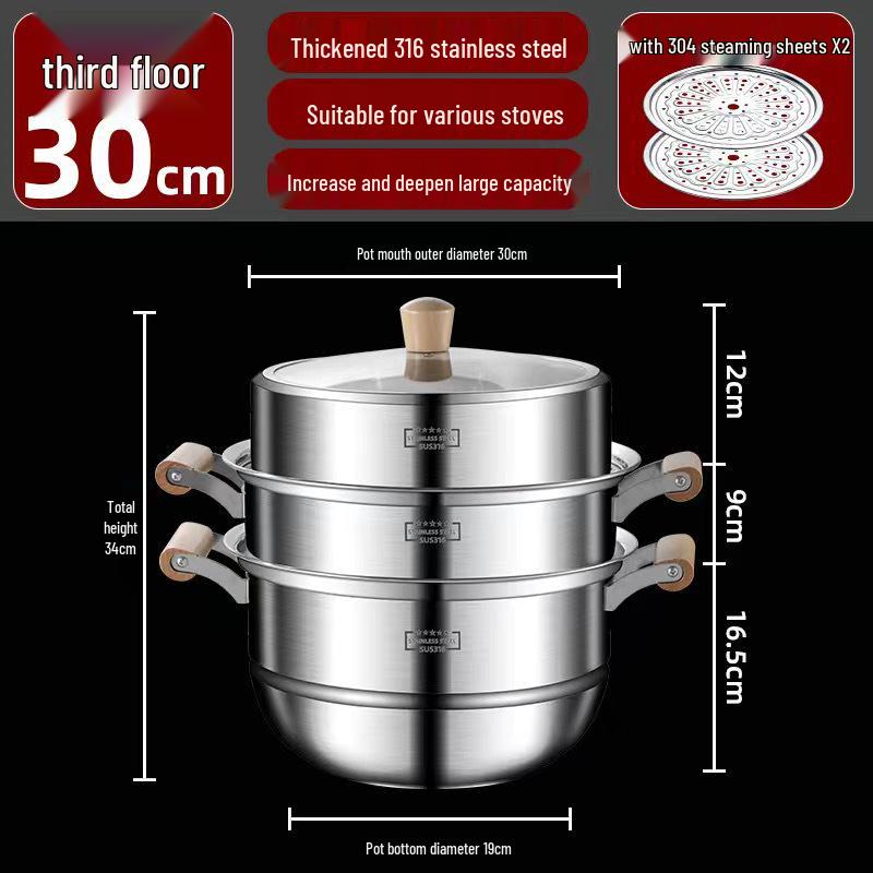 **Двухслойная ручка против ожогов Пароварка из нержавеющей стали**