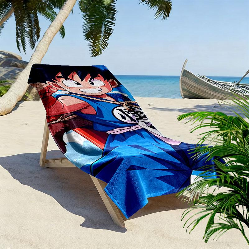 Dragon Ball Print Beach Towel, Large Soft Quick Dry Towel for Beach Camping Swimming