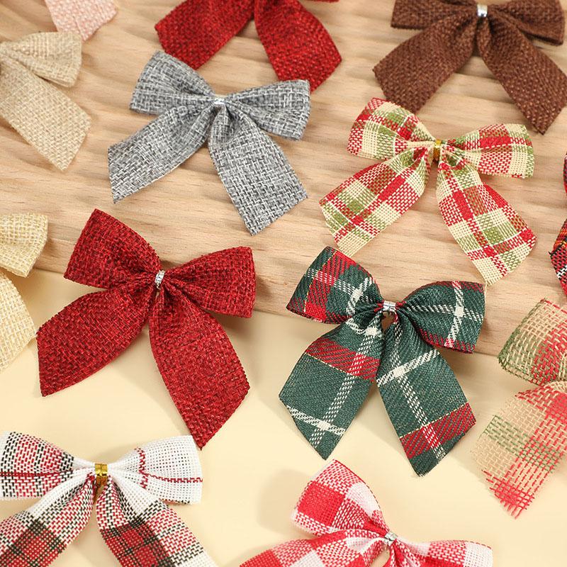 25pcs Christmas Bows Christmas Ornaments Gold Red Bows Christmas Tree Ornaments New Year Decorations Mini Bows Gift Bows