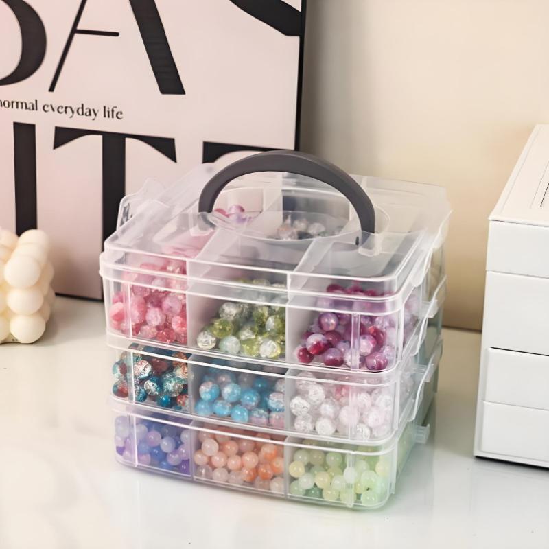 3 Tier 18-Grid Transparent Adjustable Stackable Compartment Slot Plastic Storage Box For Organizing Toys Jewelry Accessories