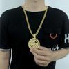 Men Hip Hop Rotating Dollar Pendant Long Necklace Rhinestone Jewelry Accessories