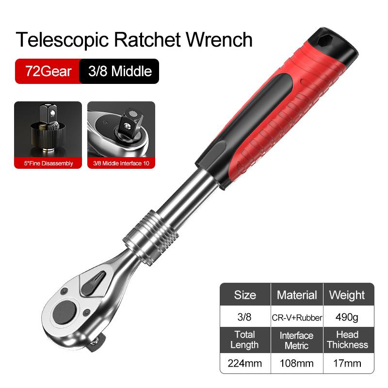 72 зуба телескопический торцевой ключ гаечный ключ с храповым механизмом может регулироваться на 90 градусов лесов гаечный ключ с храповым механизмом 1/4 1/2 3/8