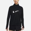 Nike Dri-Fit Двойная галочка с полумолнией и полумолнией Быстросохнущий светоотражающий спортивный топ с длинными рукавами Женские топы Черные DD6842-010