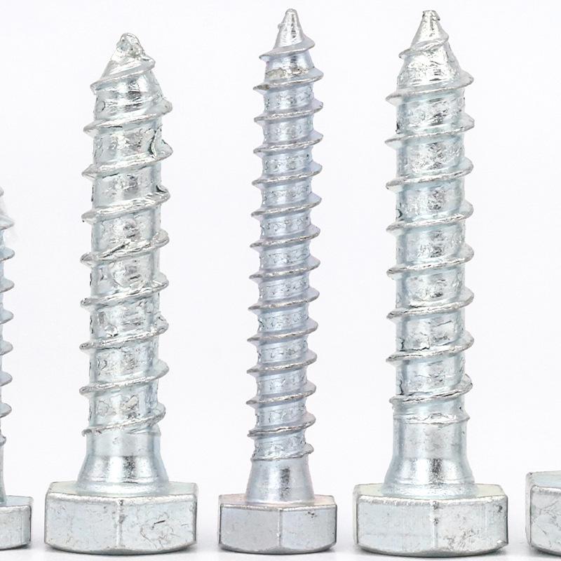 Саморезы с шестигранной головкой из цинка синего и белого цвета: Шурупы по дереву M6/M8 с полной и половинной резьбой