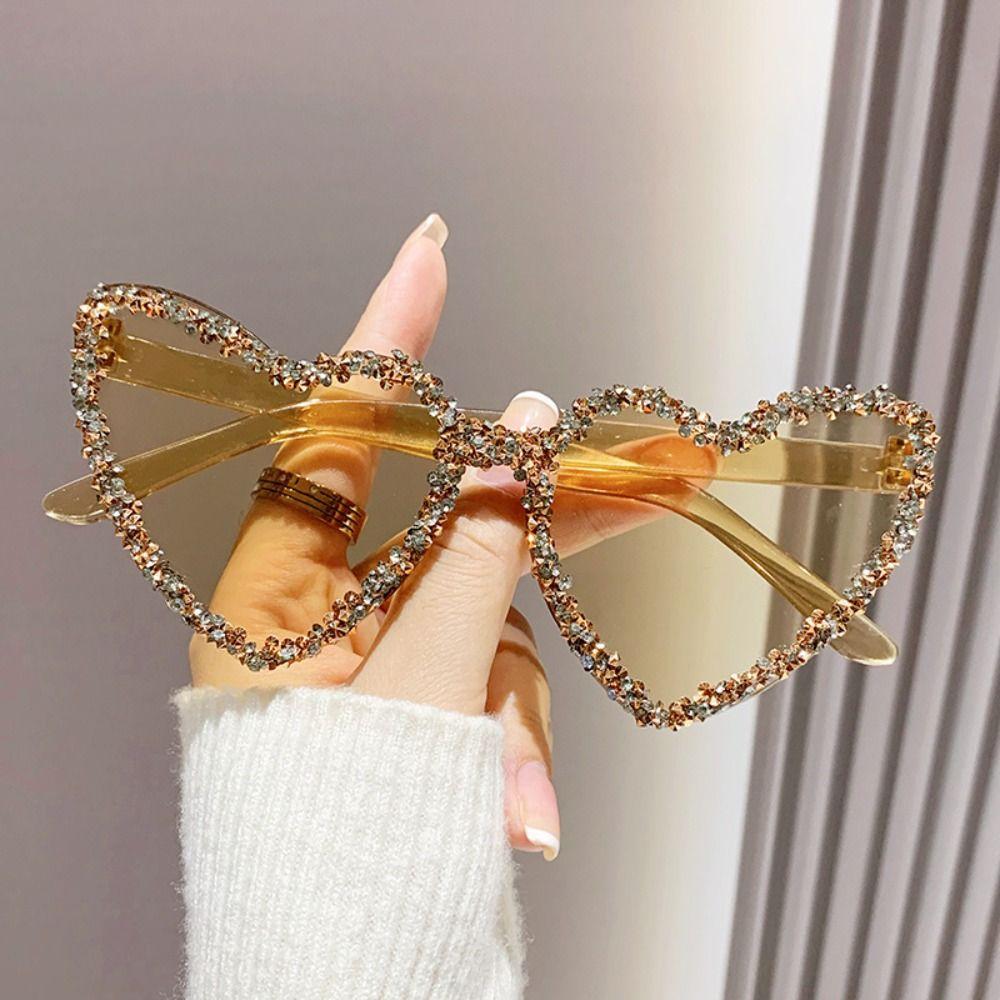 Солнцезащитные очки в форме сердца с украшением из страз, очки для улицы, солнцезащитные очки конфетного цвета, черные солнцезащитные очки