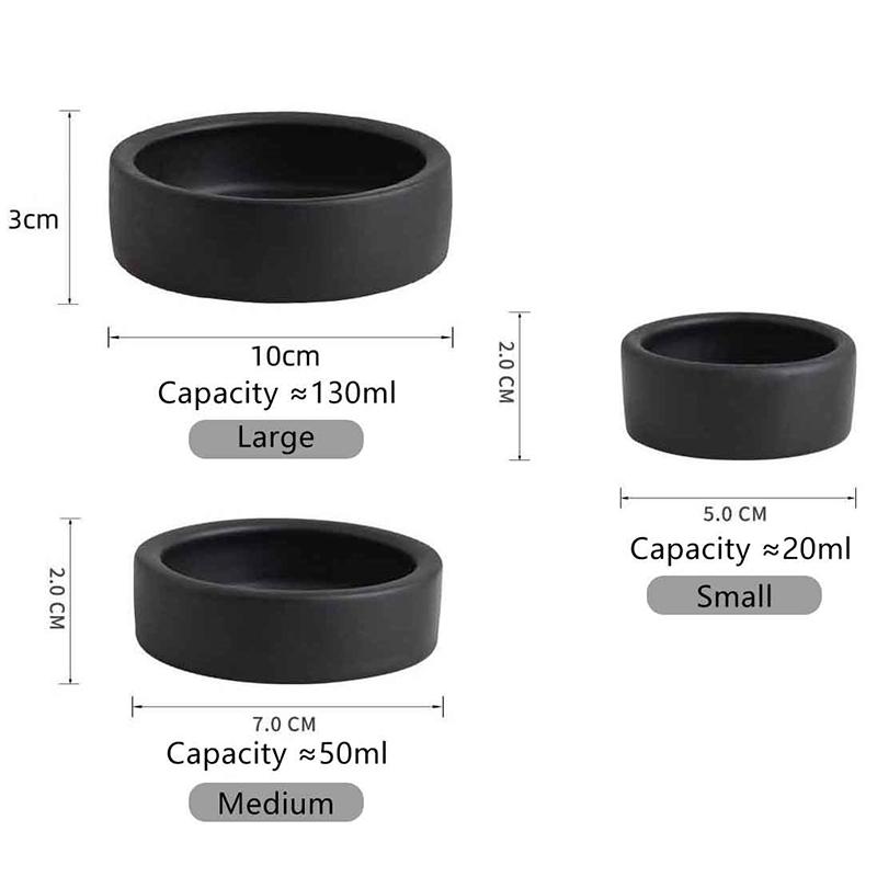 Reptile Food Bowl Anti-Escape Ceramic Feeder Dish Black White Reptile Water Bowl For Hermit Crab Gecko Chameleon Corn Snake