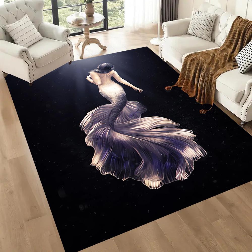 Mermaid's Underwater Adventure Floor Mats for Living Room, Bedroom and Room Decoration Are Suitable for Gifts.