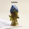 1pc Natural Crystal Raw Stone Hand Brass Bells Copper Bell For Bed Call Remind Class Home Decoration Christmas Bell Gifts Souven