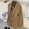 Women's British Style Brown Casual Blazer - Spring/Autumn 2024 Collection