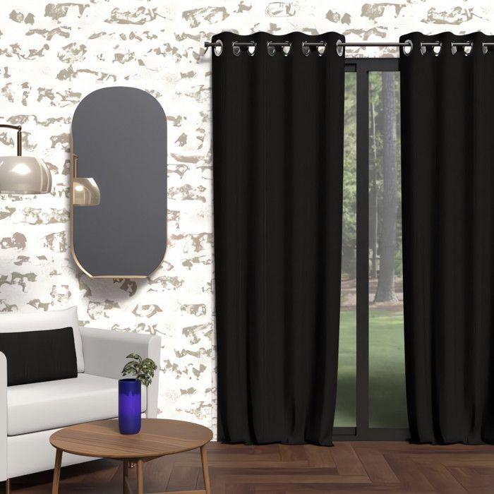 Insulating Eyelet Curtain 135x250 Cm BOHEME Black, by Soleil d'Ocre
