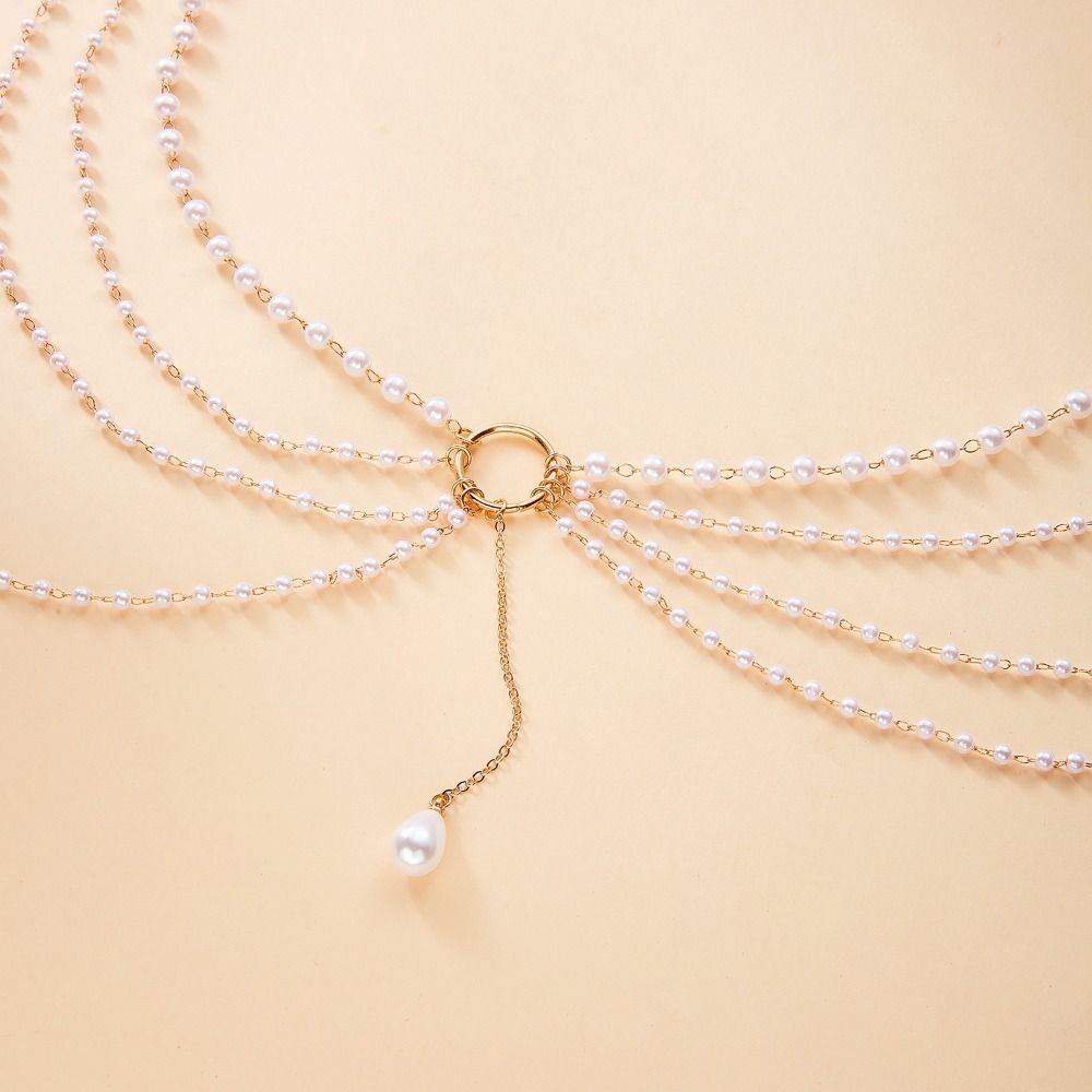 Imitation Pearl Pearl Beads Irregular Baroque Style Multilayer Pearl Chain Choker Dual-use Minimalist Body Chain Beach Vacation