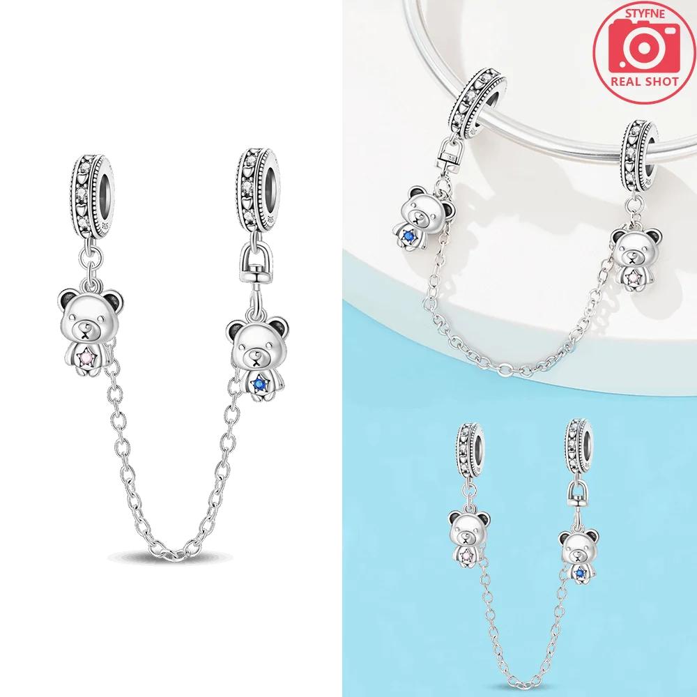 Женские подвески Оригинальная медь Пурпурная бабочка Цветок Кошка Фиксированная цепочка Медведь Бусина Подходит для браслета Женские украшения DIY Аксессуар