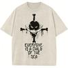Yk One Piece Skull Graphic T Shirt Men Women Vintage Wash Short Sleeve Tee Summer  Streetwear Oversized Casual Tops Unisex