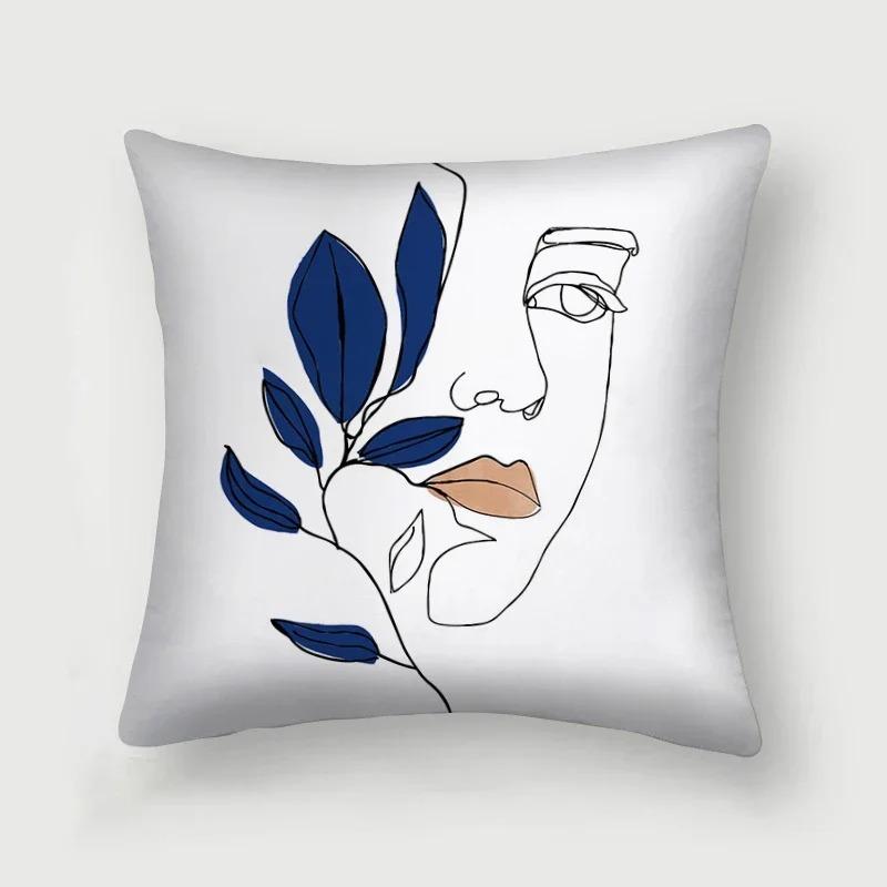 Office Living Room Home Pillowcase Abstract Blue Flower Pillowcase Car Ornaments