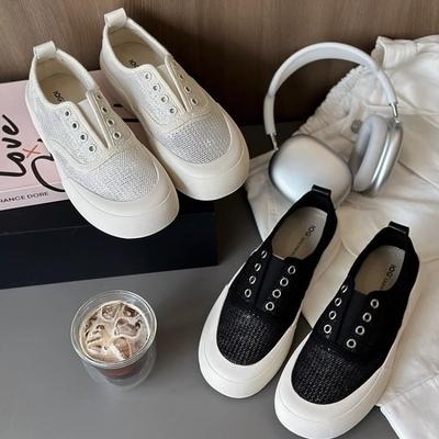 Ленивые универсальные сетчатые кружевные туфли-лодочки на одной педали, дышащая мягкая подошва, с мелким вырезом, летние женские повседневные туфли на плоской подошве