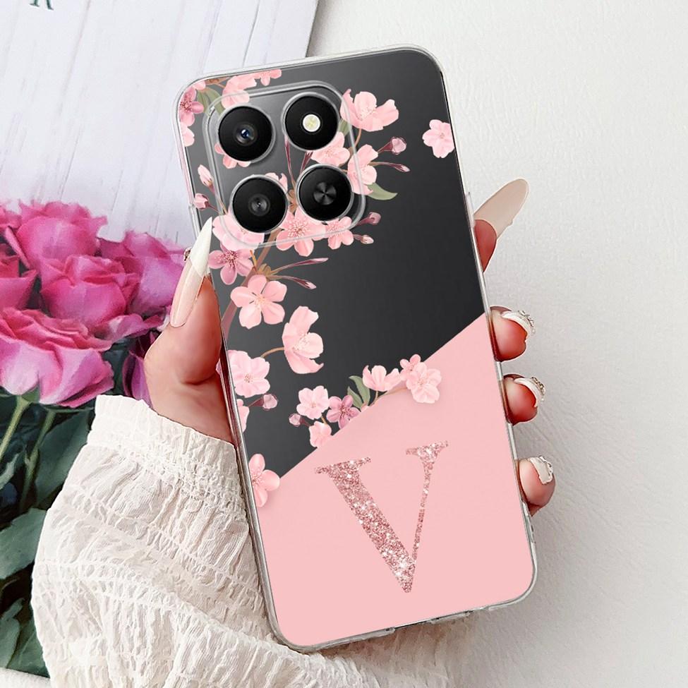 Clear For Honor 400Smart 5G LGN-NX1 Case For Honor 400 Smart Cover Luxury A-Z Letters Fashion Flowers Crown Soft Bumper Casing
