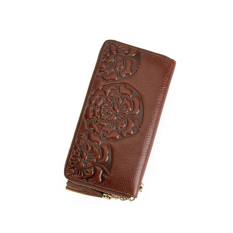 Purse Women's Spring Vintage Clutch Bag Multi-functional Embosed Money Clip for Women