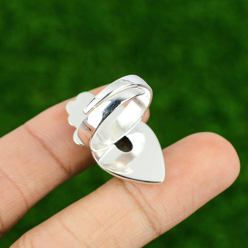 Gift For Her 925 Silver Natural Rhodonite Multi Stone Flower Adjustable Ring
