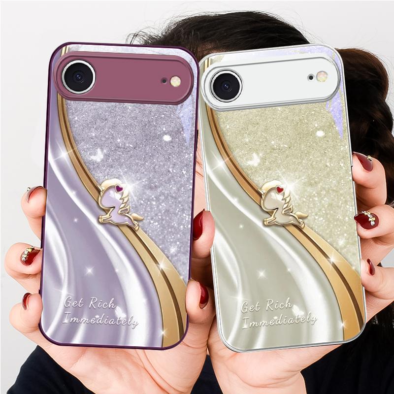 Мечтательный фиолетовый единорог Для iPhone 17 Air 16 E 15 14 13 Plus 12 mini 17 Pro Max 11Pro XR Xs 16E 7 8 11 Закаленное стекло Чехол для телефона