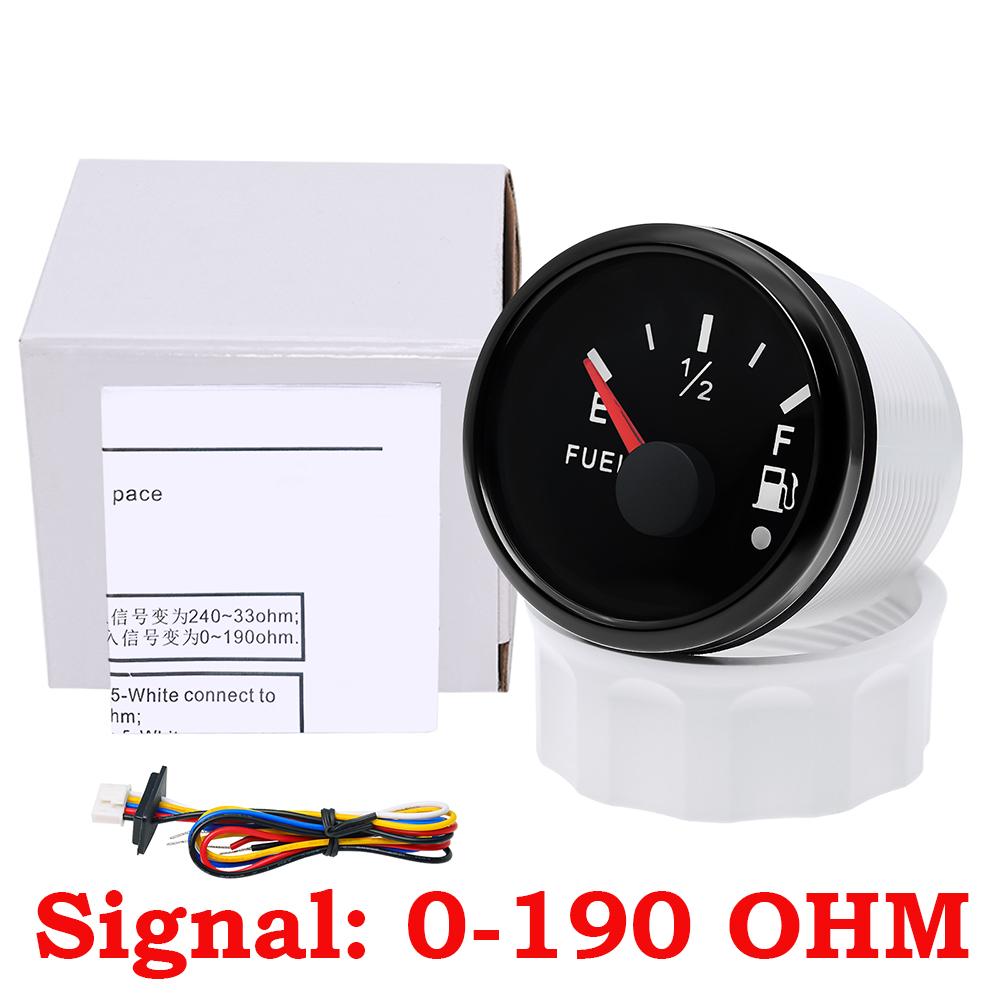 Universal 52MM Fuel Level Gauge 0-190 ohm 240-33 ohm Fuel Level Meter with Alarm For Marine Boat Car Truck 9-32V Oil Indicator
