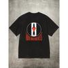 Men's Black 200g Cotton Crew - Neck Short - Sleeve T - Shirt with "Love and Rockets" Band Logo Heat - Transfer Print
