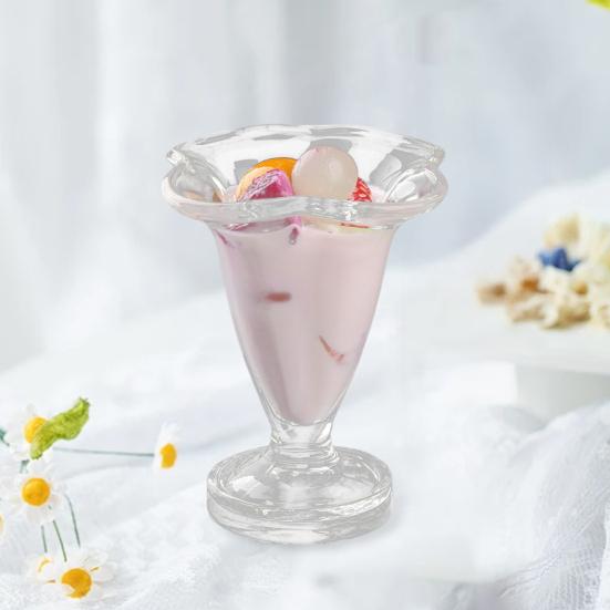 Summer Ice Cream Cup Clear Thick Dessert Bowls for Sundae Fruit Pudding Milkshakes Reusable Snacks Condiments Container for Home Party
