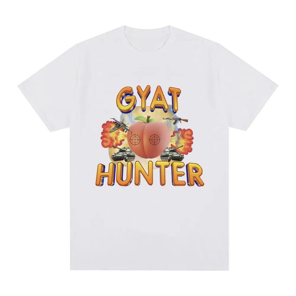 Футболка с забавным мемом Gyat Hunter, женская модная футболка в стиле ретро с коротким рукавом, повседневная свободная футболка большого размера, уличная одежда, унисекс
