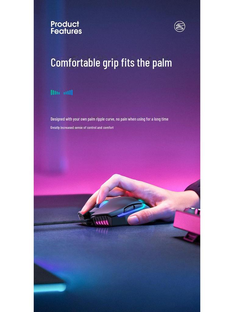 Проводная игровая мышь Cross-Border CW905 RGB: Определение макроса из 7 клавиш для улучшенного игрового процесса