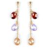 [P2408] - Gold Plated 'Linda' Multicolored Gold Earrings - 45 Mm - 6x7 Mm