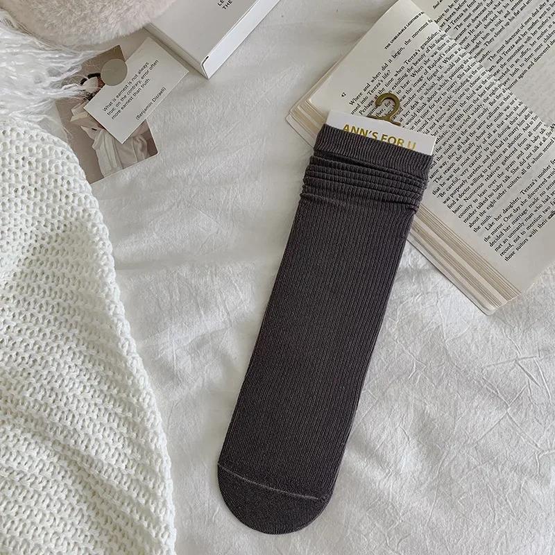 Однотонные носки женские хлопковые тонкие дышащие эластичные длинные носки корейский стиль повседневные уличные носки Харадзюку черные белые серые носки