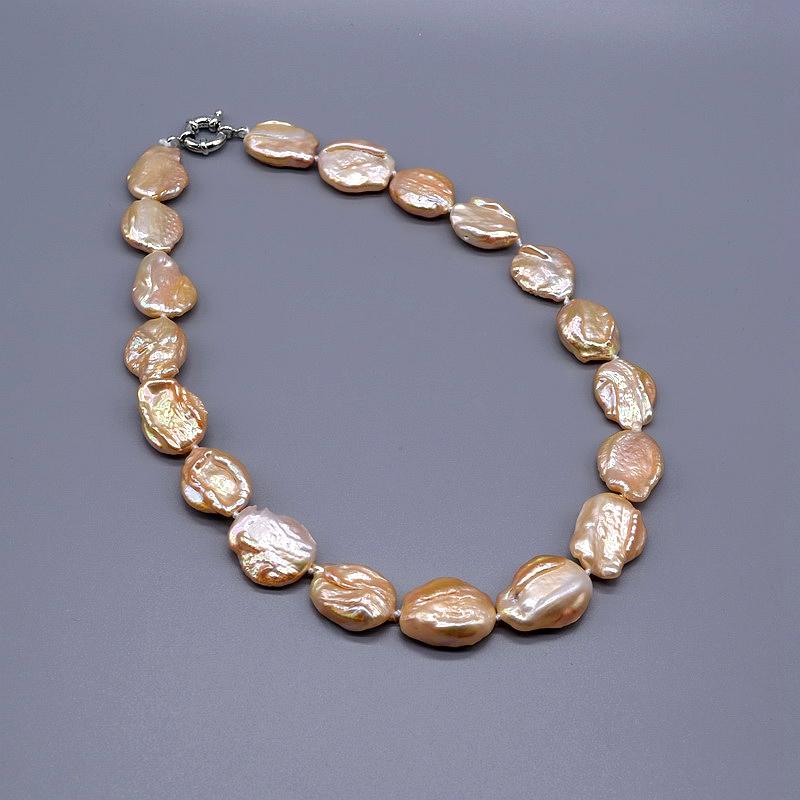 Натуральная розовая пресноводная жемчужина в стиле барокко, простая большая листовая форма, женское ожерелье ручной работы, свадебные украшения, украшения