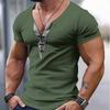 Men's Summer V-neck Colorblock Slim Fit Tee
