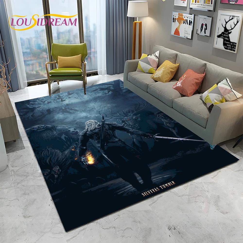 3D Ковер с изображением Геральта из Ривии (W-Witcher Games) для Геймеров, ТВ-Мультфильмов, для Дома, Гостиной, Спальни, Дивана, Прихожей, Декор, Детский Ковер, Нескользящий Коврик для Пола