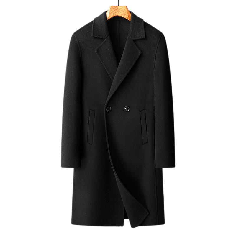 Autumn and Winter New Men's Double-sided Wool Coat Medium and Long Suit Collar Cashmere Coat Men's Woolen Trench Coat