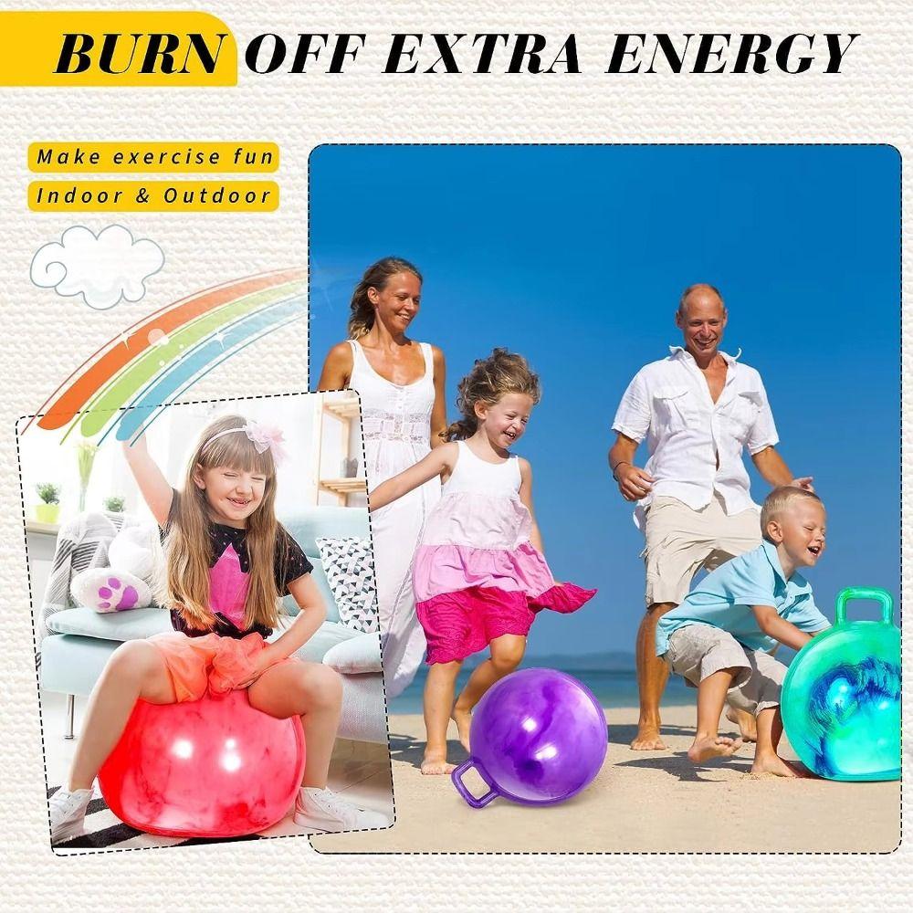 Inflatable Bouncing Ball With Handle Jumping Ball Outdoor Fun Hopper Ball Children Gift