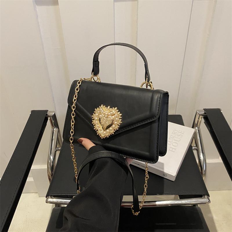 Шикарная женская сумка через плечо из искусственной кожи, модная сумка-кроссбоди с цепочкой и замком, 2024