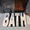 Tufted Black & White Flocked Non-Slip Water-Absorbent Bathroom Mat