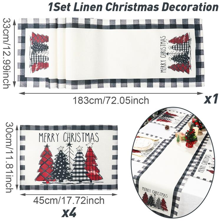 Рождественский набор скатертей и подставок под приборы Веселое рождественское украшение для дома 2024 Рождественские украшения Navidad Natal Подарок на Новый год 2025