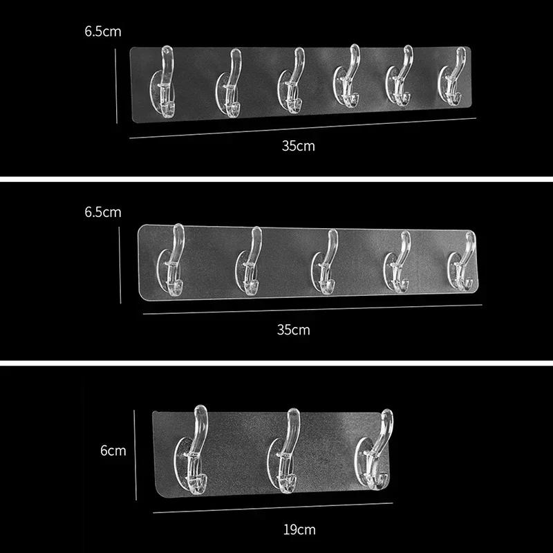 Прозрачные самоклеящиеся крючки для кухни, ванной комнаты, прозрачный прочный клей, дверная настенная вешалка, держатель для ключей, тяжелый