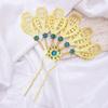 Metal Thai Style Leaf Hair Stick Golden Ethnic Headdress Jewelry Rhinestone Flower Hairpin  Party